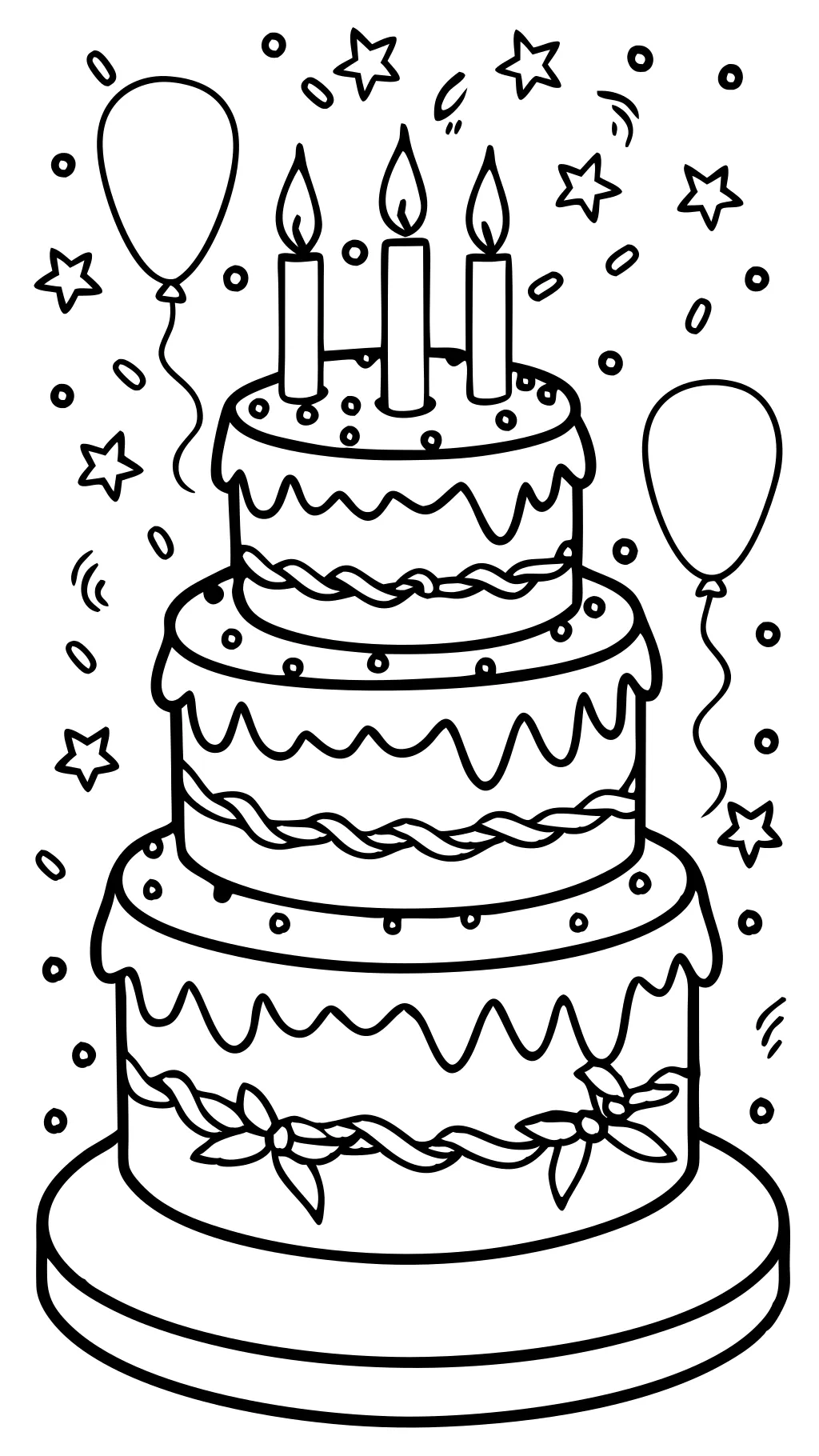 coloriage imprimable gâteau d’anniversaire